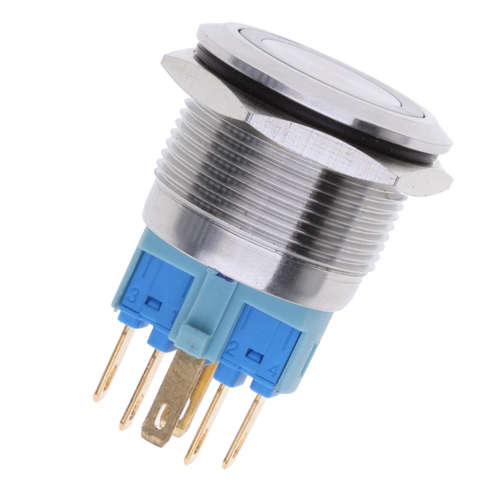 22mm 1NO1NC Stainless Steel 12V LED Momentary Push Button Switch Blue