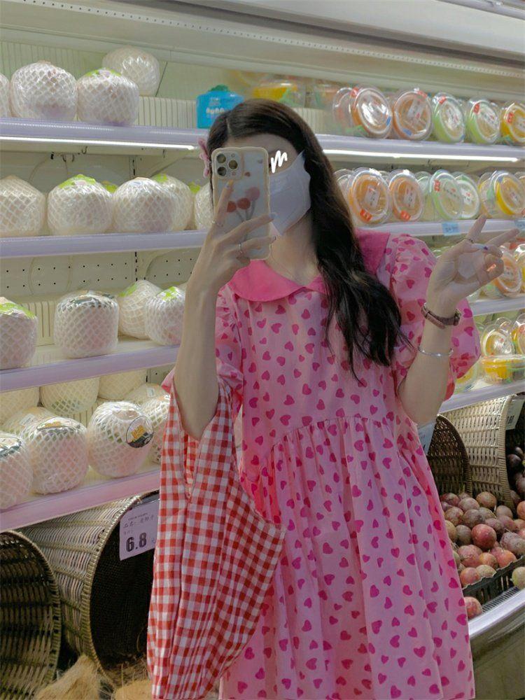 CHENGRUI Váy cổ búp bê Pháp cho nữ mùa hè 2023 đầm dài thắt lưng mỏng sinh viên ngọt ngào dịu dàng váy gió