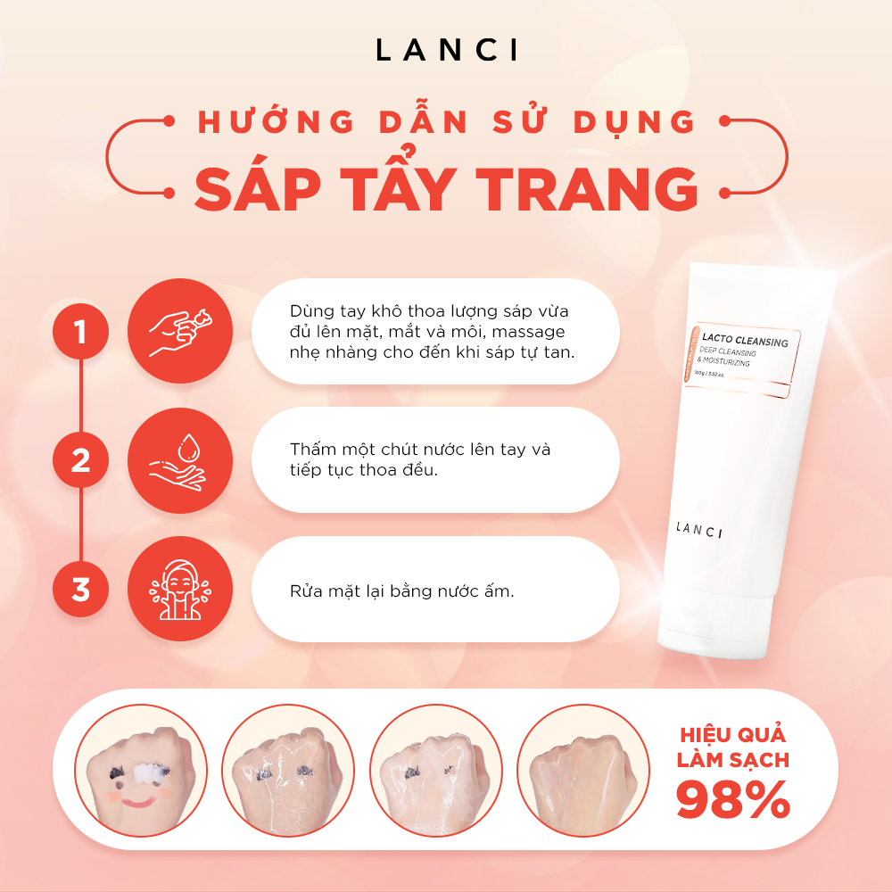 Combo Làm Sạch Chuyên Sâu LANCI Sạch Mướt (Sáp Tẩy Trang 100g + Sữa Rửa Mặt 100g)