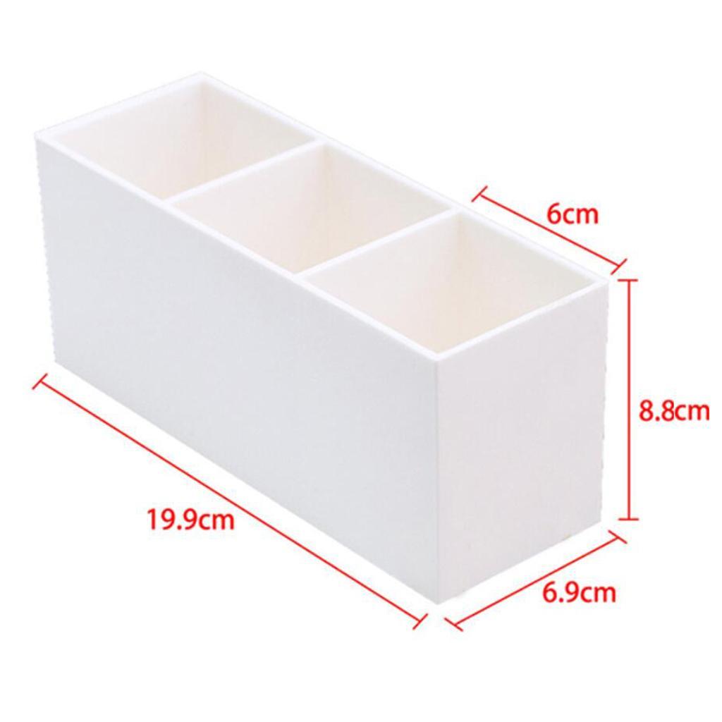 3x Table Acrylic Makeup Nail Art Brush Pen Holder 3 Dividers Lipstick Case Box