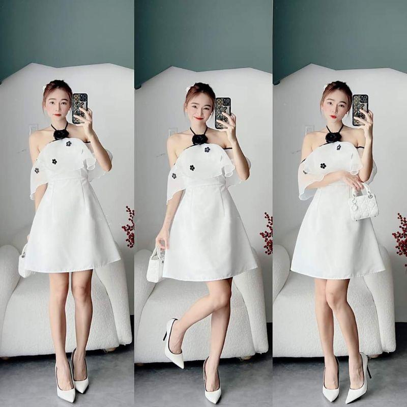 ĐẦM CỔ YẾM VIỀN HOA BÈO NHẸ NHÀNG