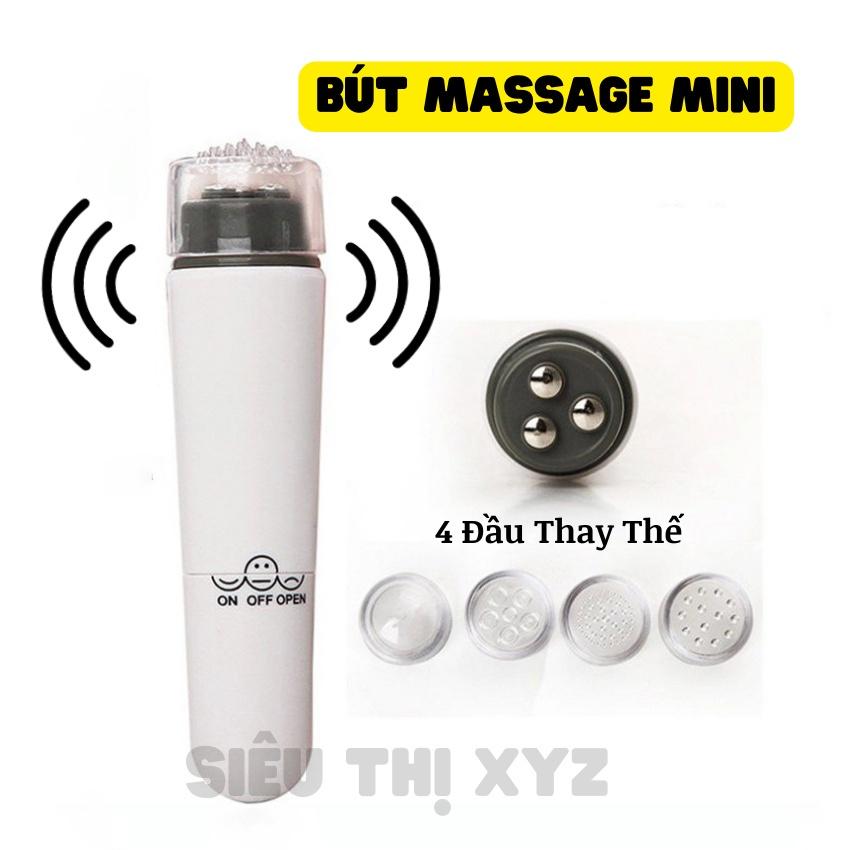 Bút Rung Massage Mini Tay Cầm Không Dây Tích Hợp 4 Đầu Mát Xa Loại Bỏ Nếp Nhăn, Mát Xa Vai Gáy Nhỏ Gọn, Tiện Lợi