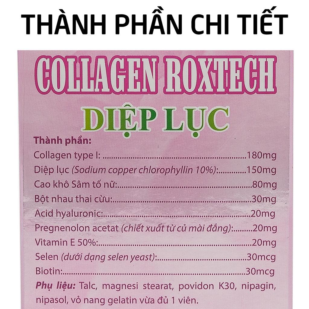 Viên uống đẹp da Collagen Roxtech Diệp Lục tăng nội tiết tố - Chai 60 viên