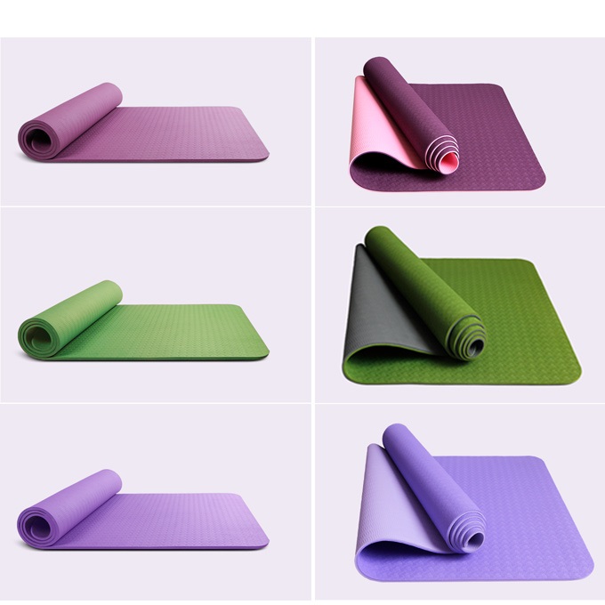 Thảm yoga 2 lớp cao cấp - Thảm tập Gym và yoga 183x61x0.4cm dễ gấp gọn và di chuyển mọi lúc, giao màu ngẫu nhiên+ Tặng kèm hình dán