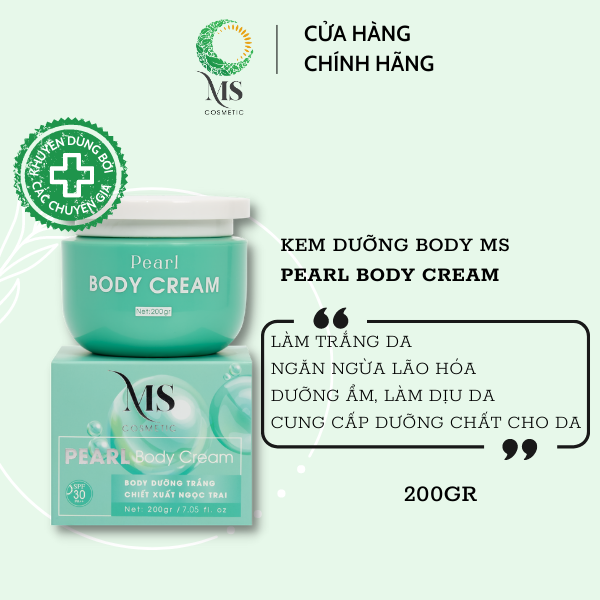 Kem Dưỡng Body MS Pearl Body Cream Hộp 200g, Kem Dưỡng Body Trắng Da Ngăn Ngừa Lão Hoá - MỸ PHẨM MS COSMETIC