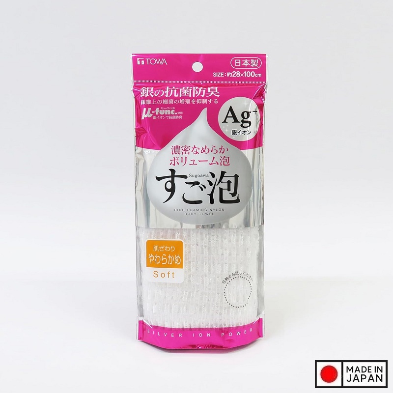 Khăn tắm kháng khuẩn Ag+ Towa Sangyo 28x100cm (Soft) - Made in Japna