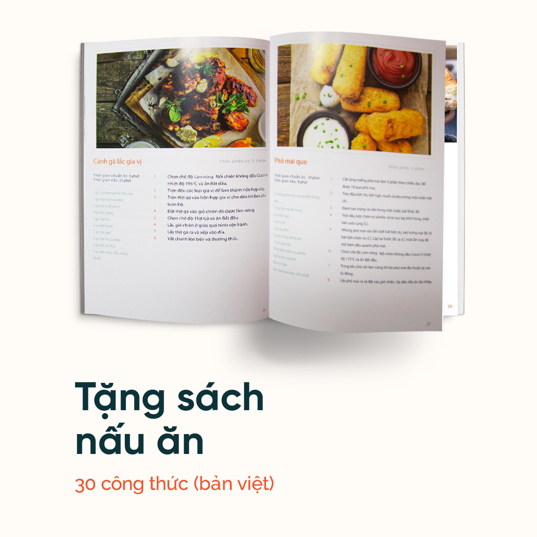 Nồi chiên không dầu điện tử Cosori CP258 -AF-RAM (5.5 lít) vỏ thép - Sấy khô thực phẩm - Hàng chính hãng bảo hành 2 năm