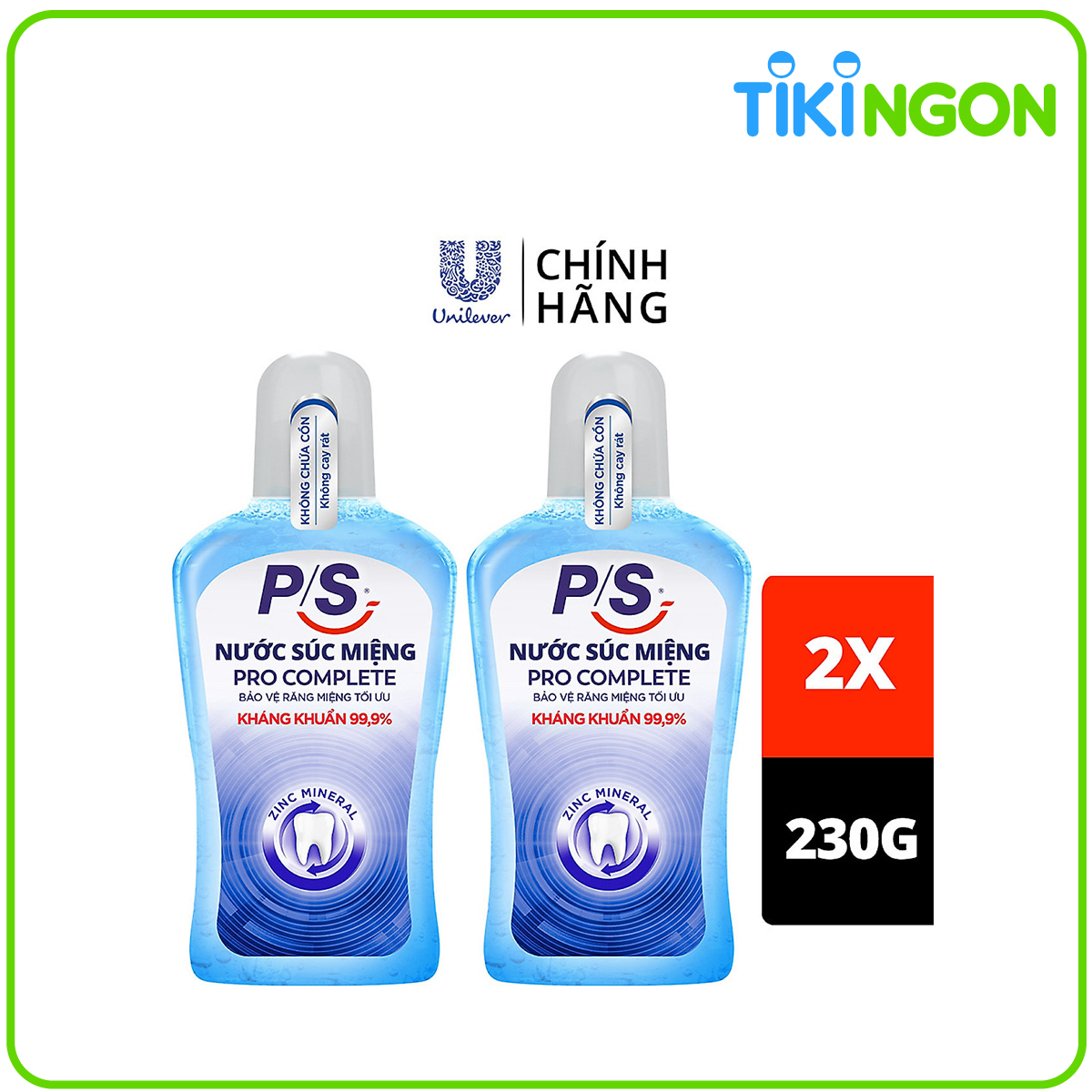 Bộ 2 Nước súc miệng P/S Pro Complete Bảo vệ tối ưu 500ml giúp kháng khuẩn 99.9% không chứa cồn