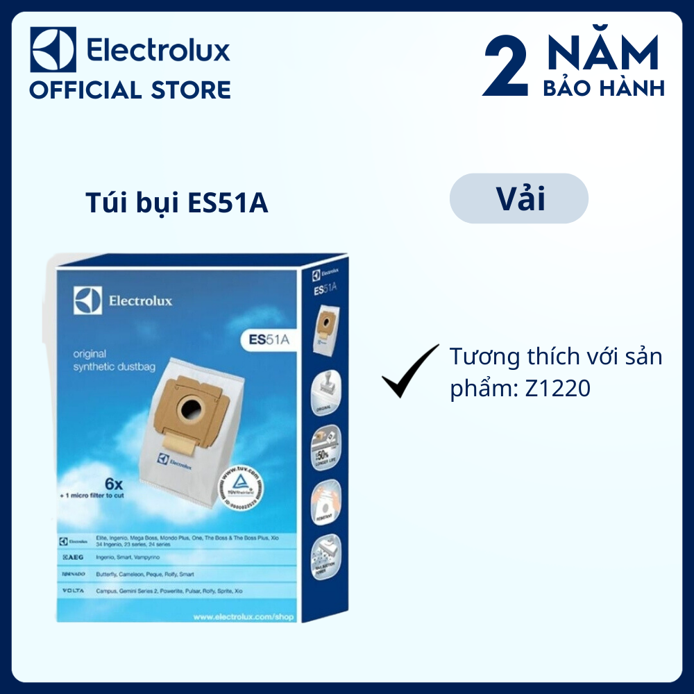 Túi bụi Electrolux ES51A, Tương thích với sản phẩm: Z1220