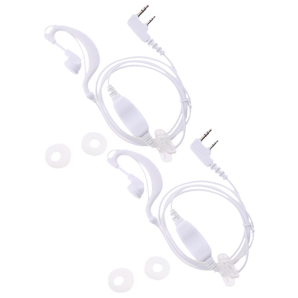 2Pieces 2 Pin G-Shape Headset PTT Mic Earphone for