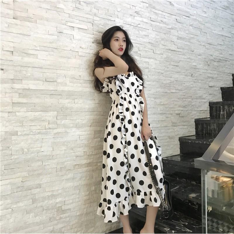 ĐẦM MAXI LỤA CHẤM BI ULZZANG