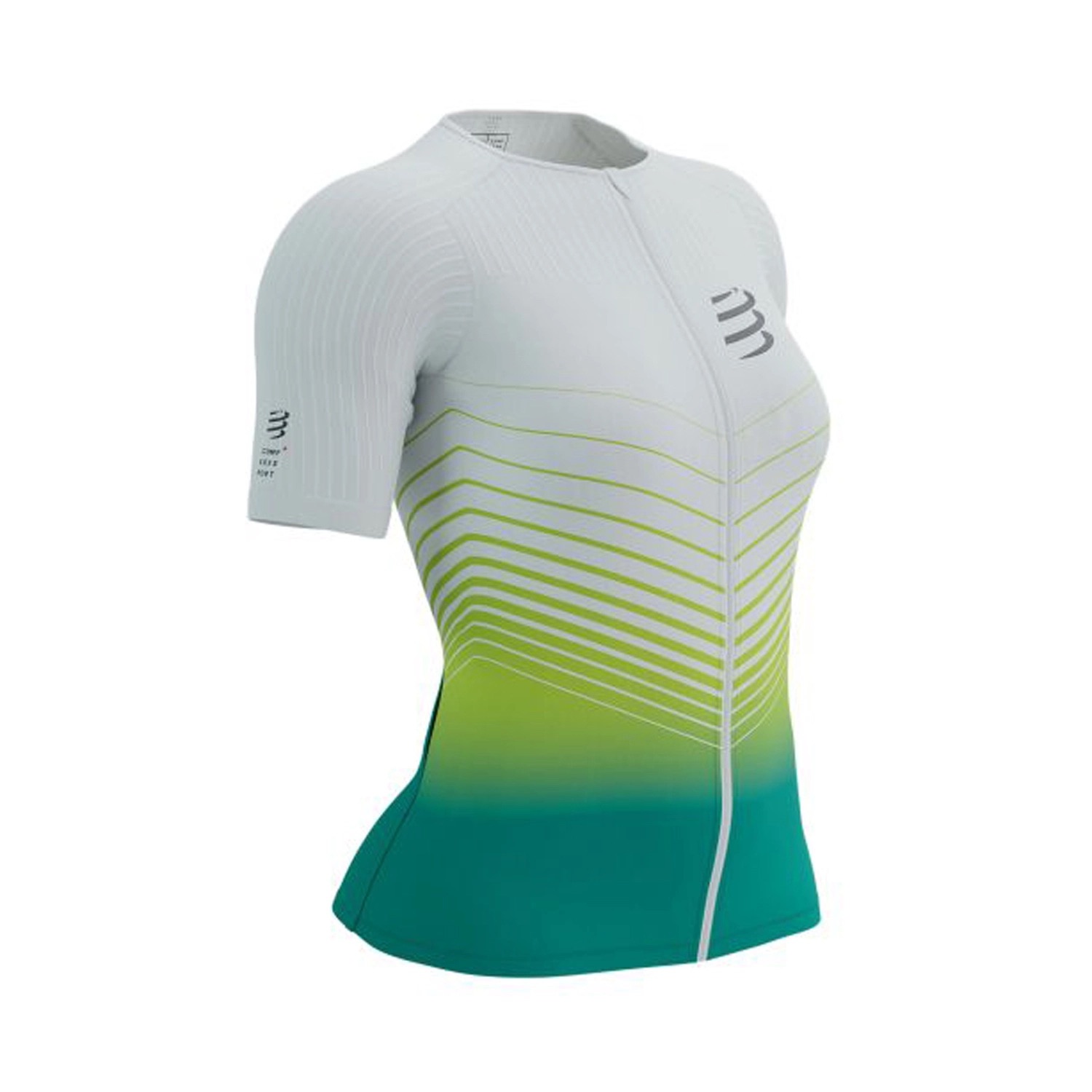 Áo Chạy Bộ Nữ Compresport Tri Postural Aero SS Top - White/Columbia