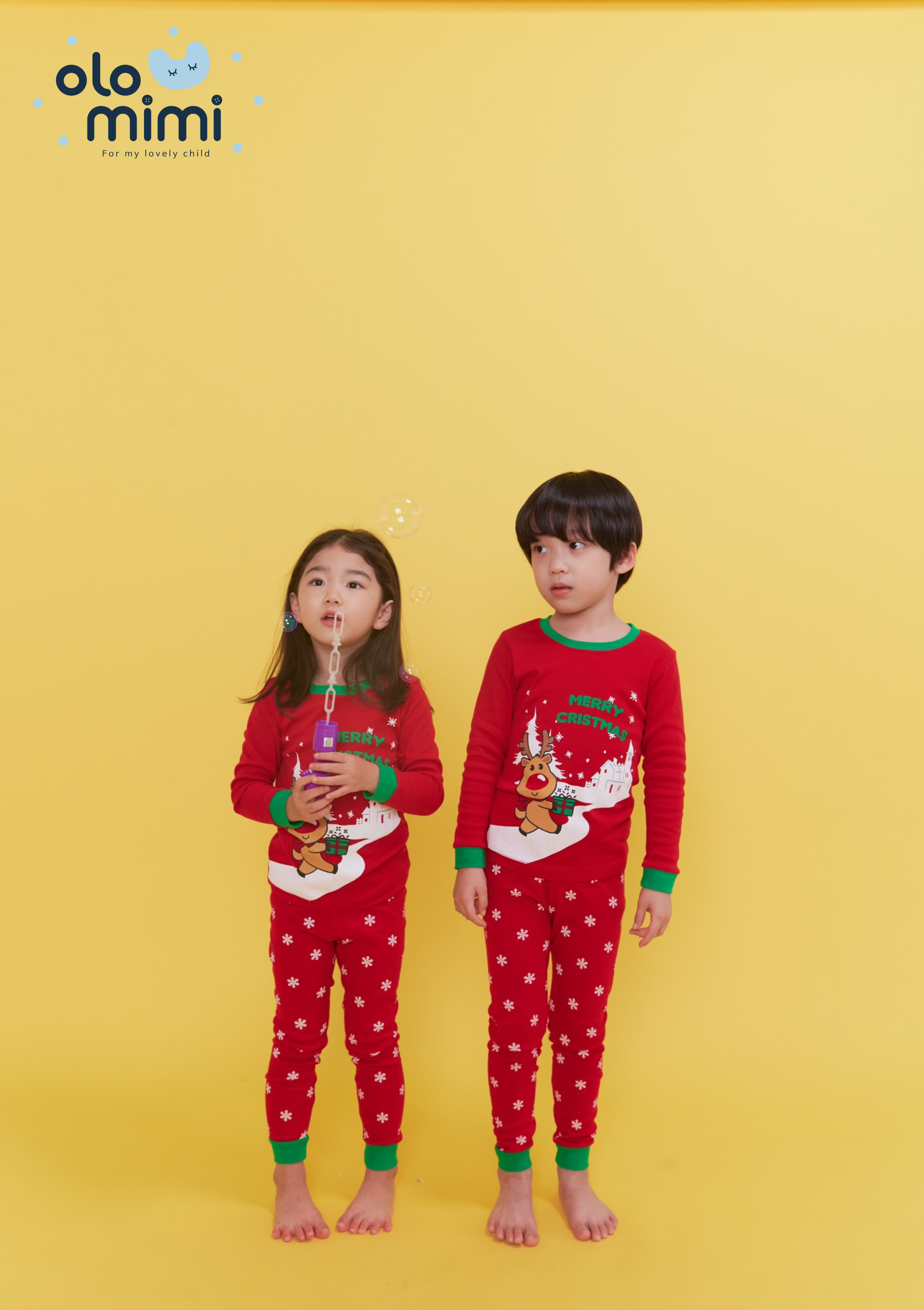 Bộ pijama dài cho bé Olomimi Hàn Quốc - Merry Rudolph