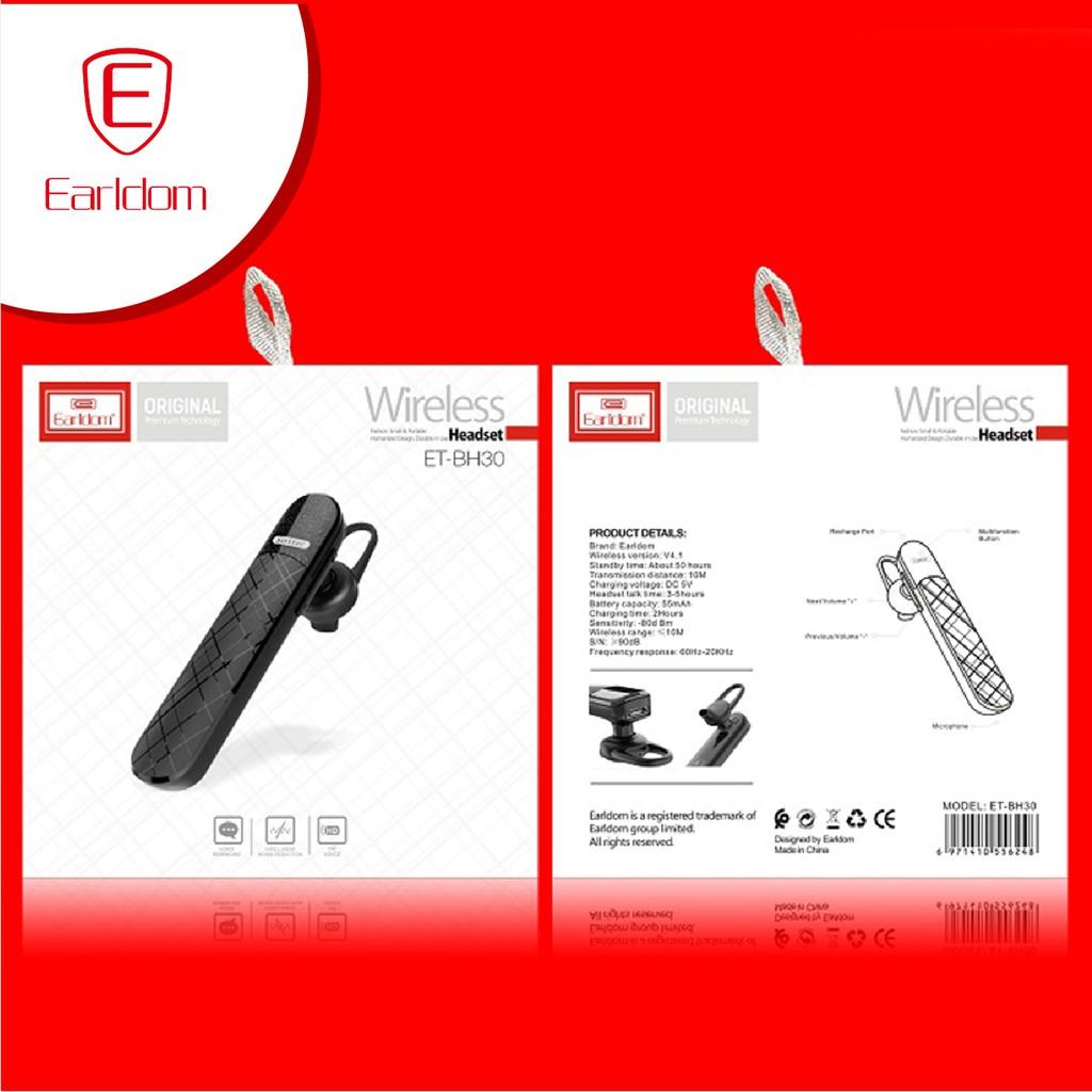 Tai nghe Bluetooth Earldom BH30 không dây loại 1 tai - Hàng chính hãng