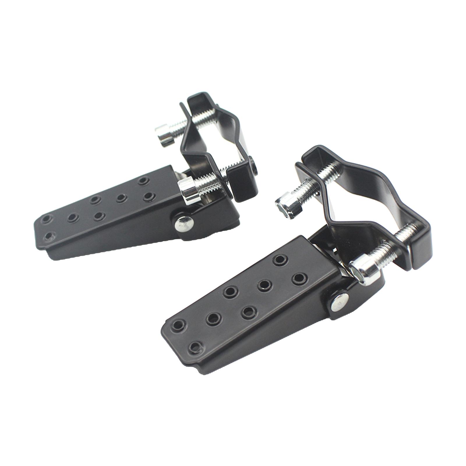 1 Pair of Motorcycle Steel Footrests Pedals Universal 25 30mm Foldable (Black Color), Easy to Install