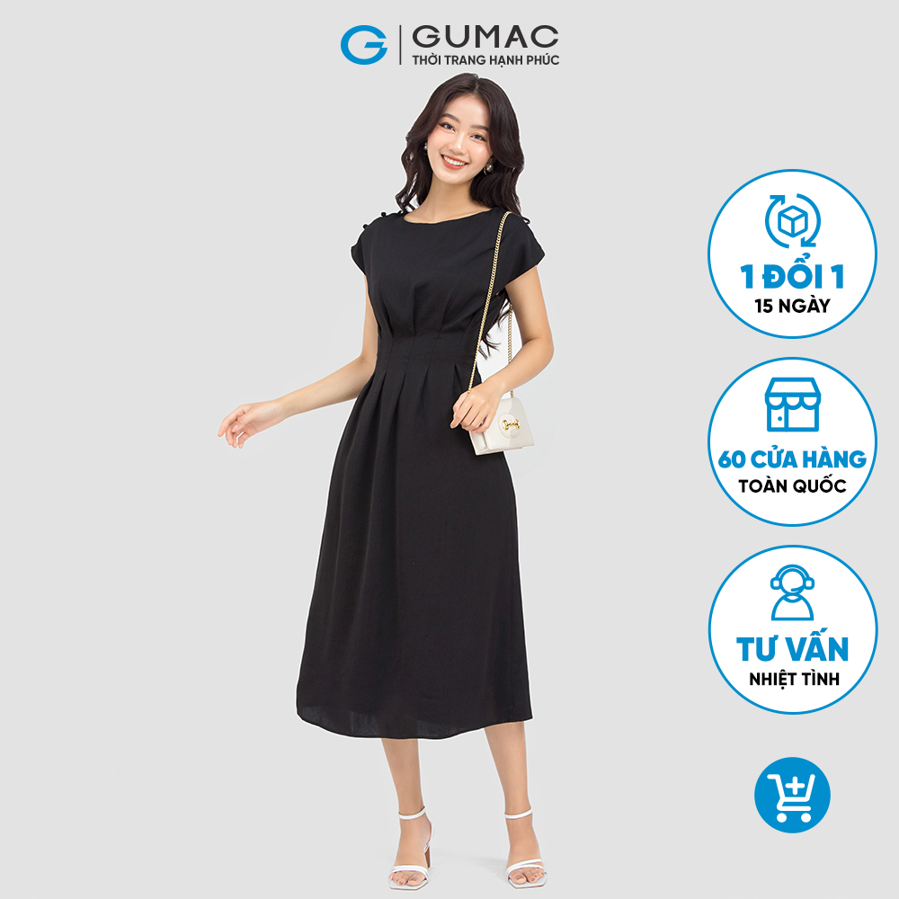 Đầm nữ GUMAC DC06044 form chữ A dáng dài sang chảnh