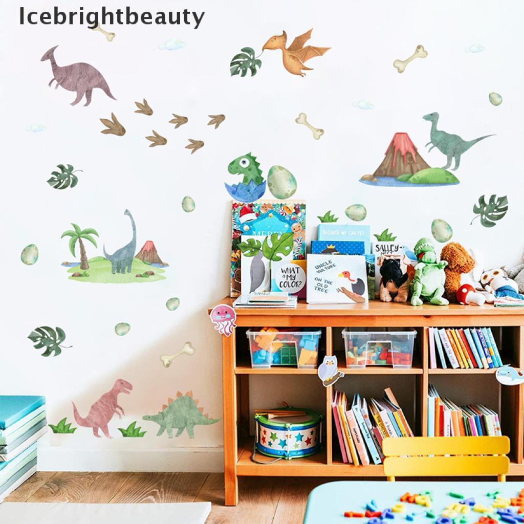 Icebrightbeauty 3d Dinosaur Wall stickers Cartoon Living Room Jurassic Period Animal Decal VN