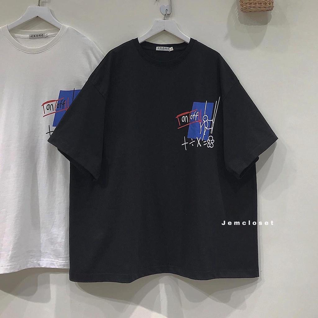 Áo Thun Nữ Tay Lỡ Áo Phông Nữ In Họa Tiết Form Rộng Cổ Tròn Chất Liệu Cotton Thoáng Mát Màu Đen Màu Trắng MATHS 10105