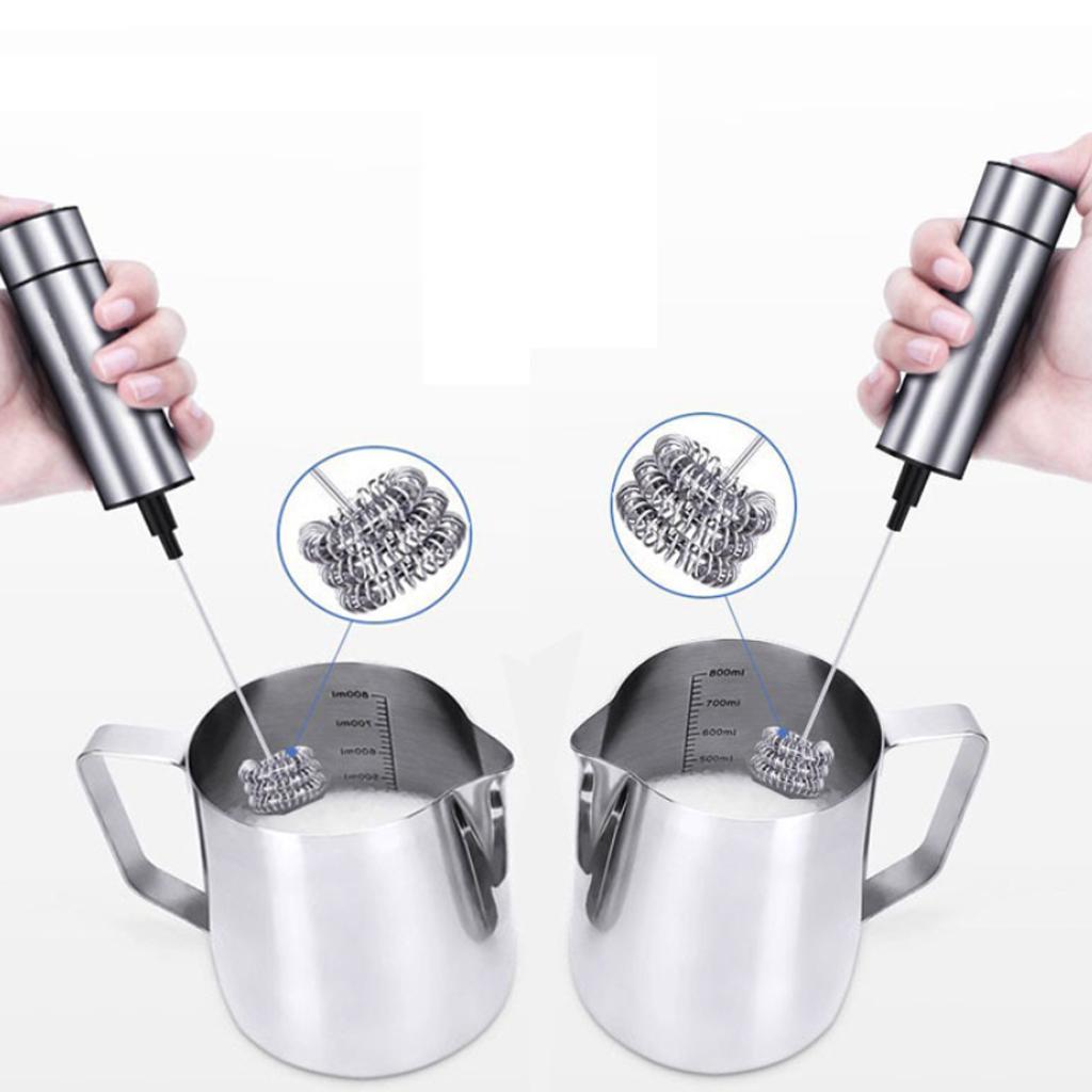 Stainless Steel Electric Handheld Milk Frother - Triple Spring Whisk Head