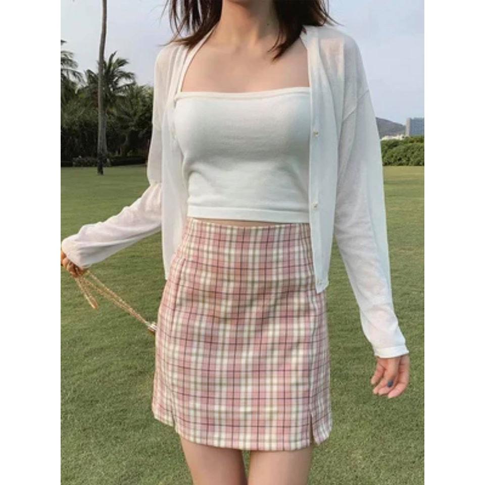 Chân váy kẻ caro dáng chữ A nhiều màu ULZZANG THE 1992