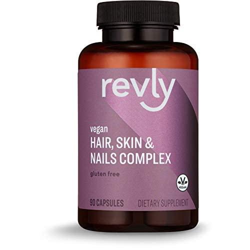 Amazon Brand - Revly Vegan Hair, Skin, & Nails Complex with Biotin 2000 mcg, 90 Capsules, 3 Month Supply