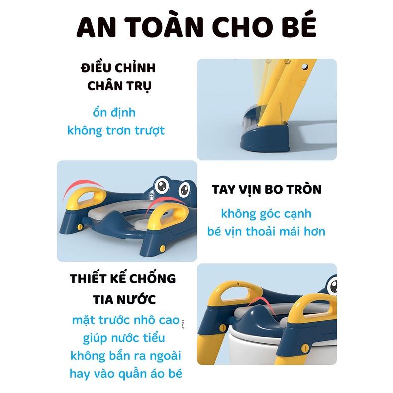 Thang bô vệ sinh V-BABY W1 có nắp thu nhỏ bồn cầu gấp gọn tiện lợi dùng cho bé trai và bé gái có sẵn tay vịn đi kèm