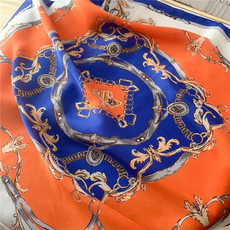 Khăn turban lụa vuông cao cấp choàng cổ size 70x70cm thanh lịch đa năng dùng làm áo yếm in hoa văn