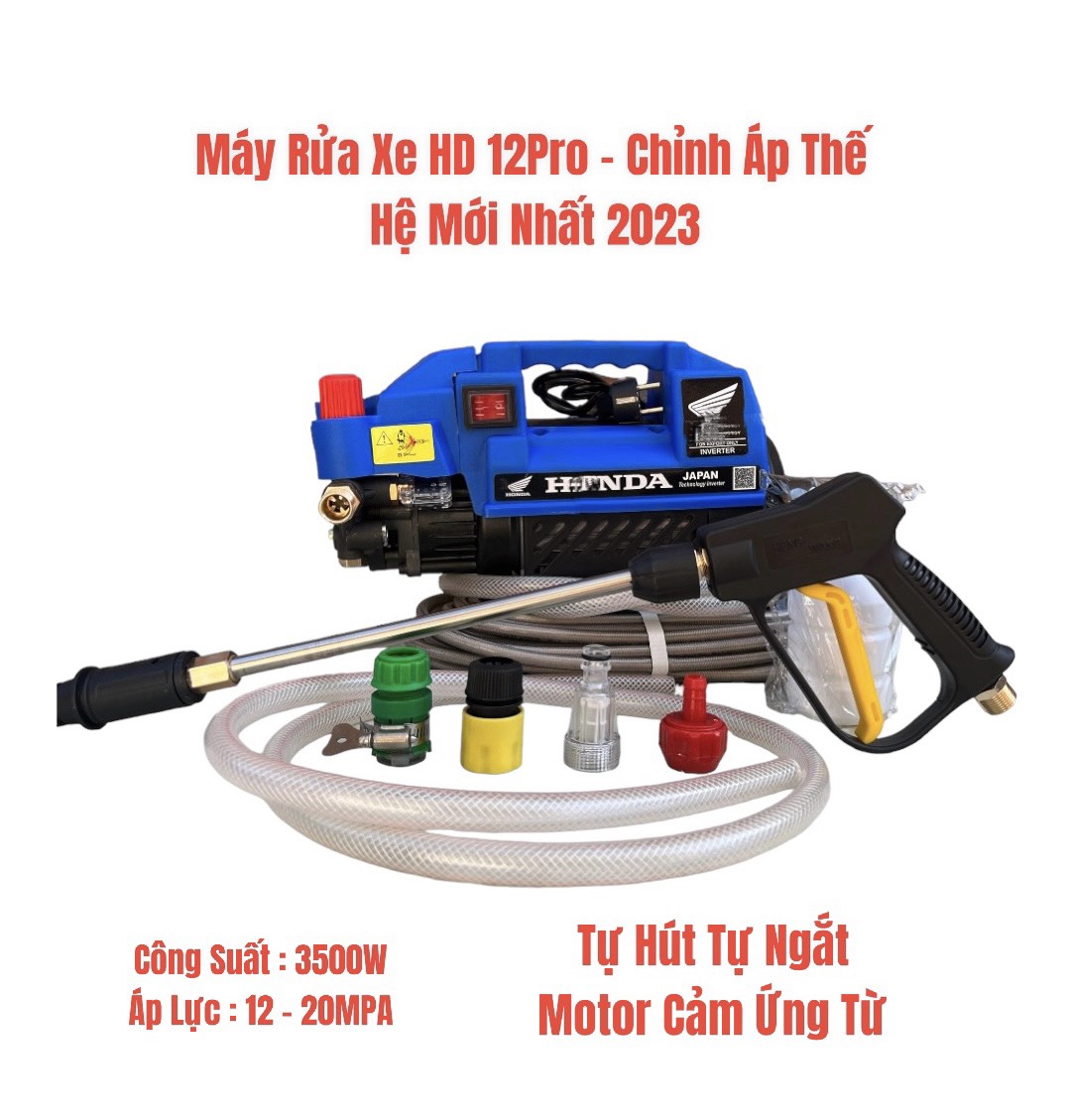 MÁY RỬA XE H0NĐA NHẬP KHẨU JAPAN 3500W,CÓ CHỈNH ÁP,TẶNG KÈM BÌNH TẠO BỌT