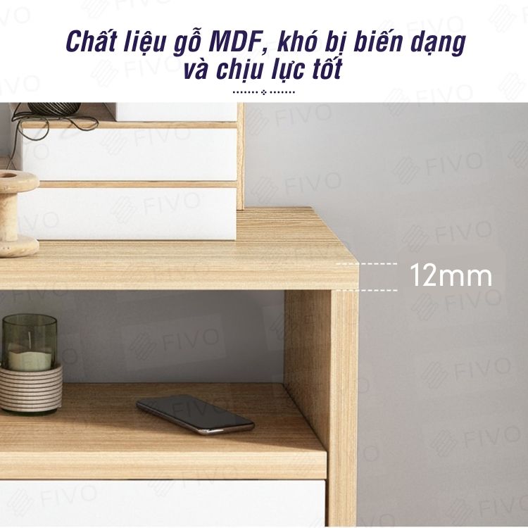 Kệ Gỗ Để Bàn Đa Năng Chất Liệu MDF FIVO FB20 Để Đồ Tiện Lợi Dễ Dàng Lắp Ráp (80 x 20 x 60 cm) - Hàng Chính Hãng