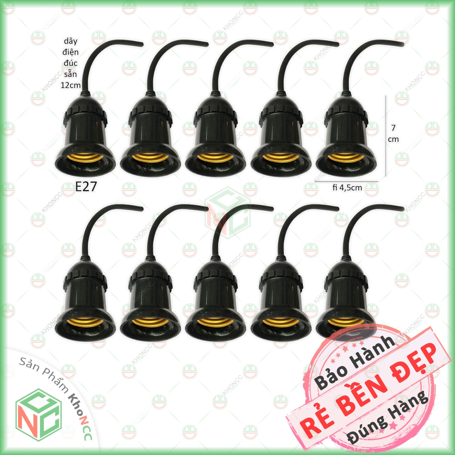 (Bao Thời Tiết) 01 Đui Đèn Đúc Kín Chống Nước KhoNCC Hàng Chính Hãng - Đuôi Ngoàm Ren Xoáy E27 - Treo Ngoài Trời Bao Mưa Nắng - KLM-DDE27CN
