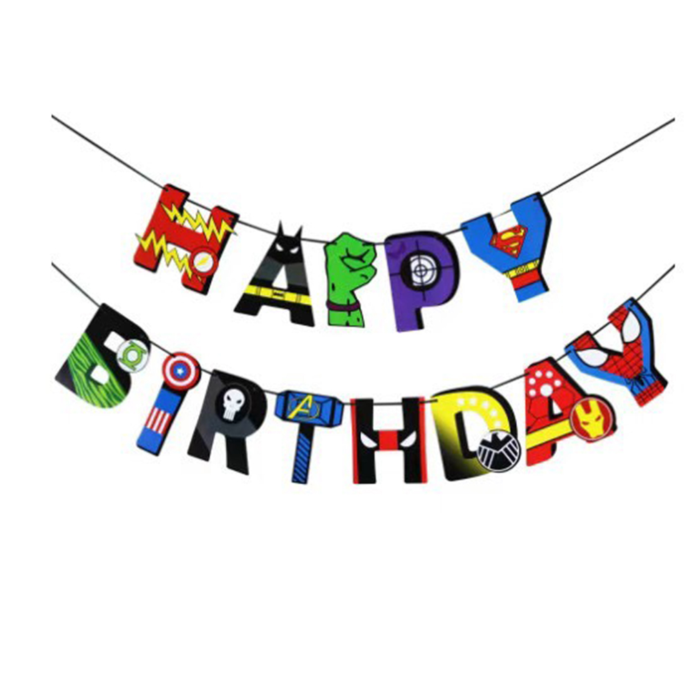 Dây treo trang trí Happy Birthday sinh nhật ép kim - Dây treo siêu nhân người nhện captain siêu nhân bông hoa nhiều màu