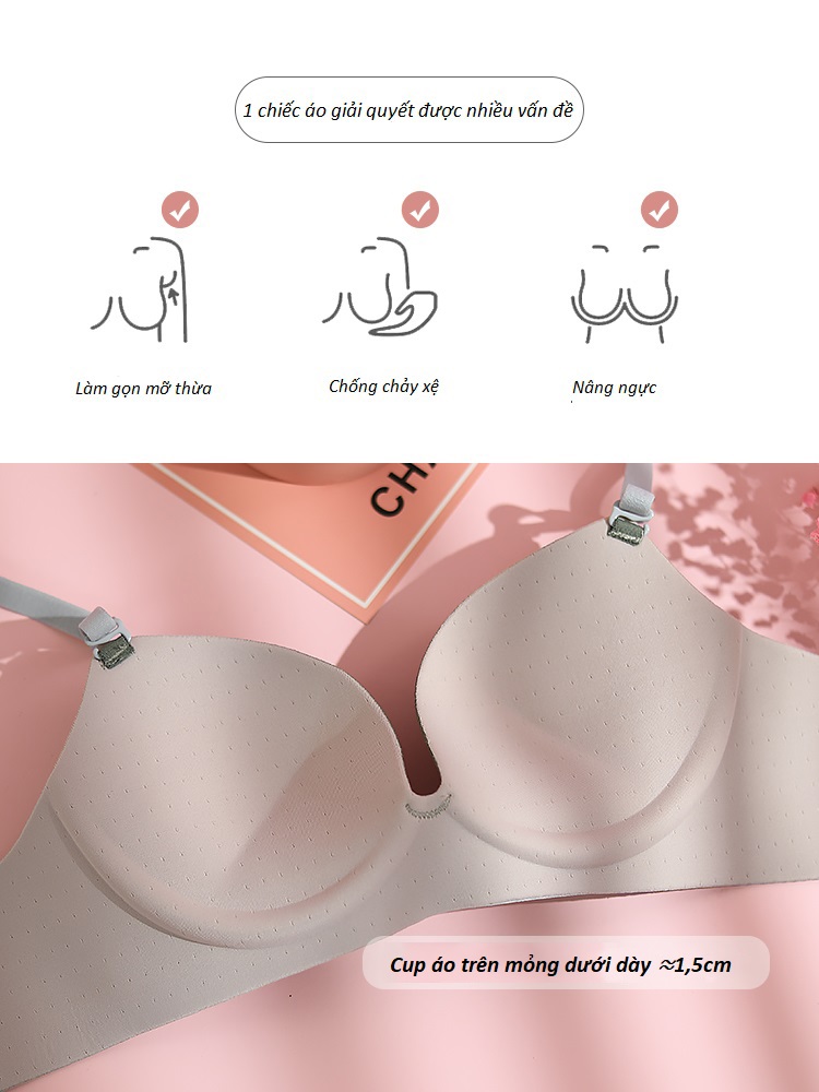 Áo Lót Nữ Đúc Su Không Gọng Nâng Ngực Chất Mịn Cao Cấp B453 - Rêu ghi - 36/80B