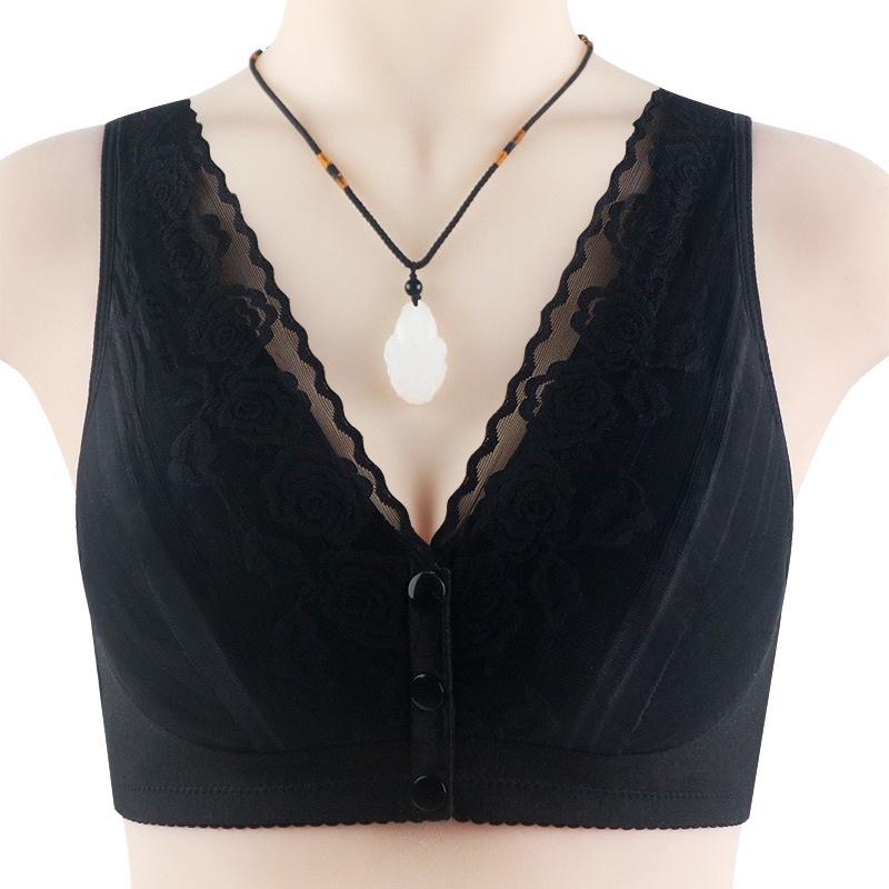 Áo ngực trung niên không gọng pha ren cao cấp, áo lót cotton bấm cúc cho mẹ