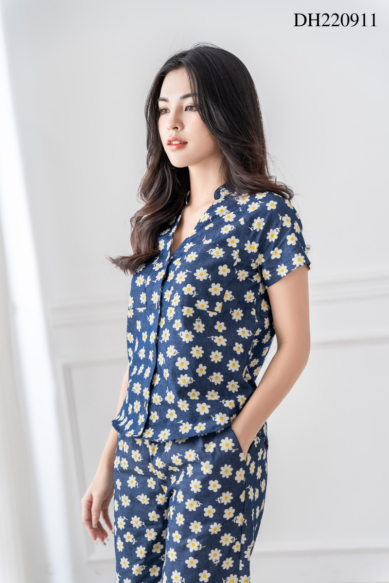 Đồ bộ dài có tay hoa mai