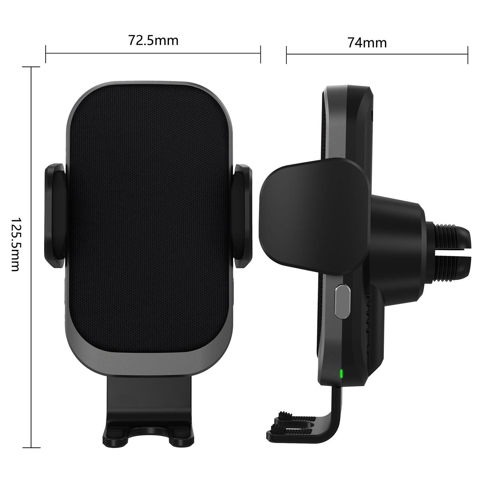 Wireless Car Charger Mount Auto-Clamping  15W 10W 7.5W Phone Holder Black