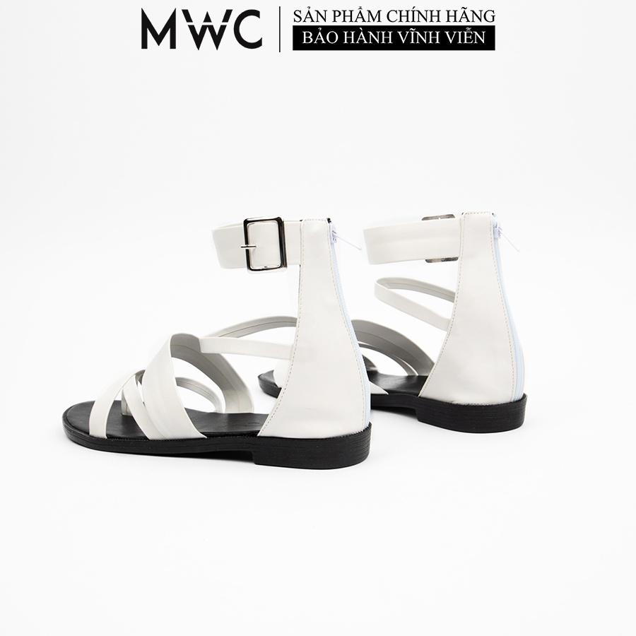 Giày Sandal MWC Đế Bệt Quai Chiến Binh Màu Đen Trắng Siêu Xinh NUSD- 12016