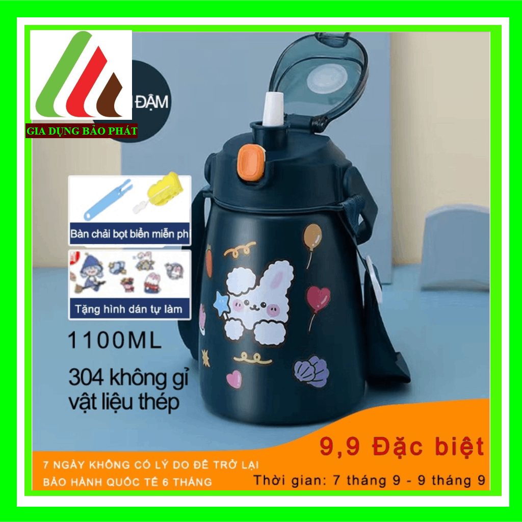 Bình giữ nhiệt có ống hút,cute cốc giữ nhiệt 1000ml Bình đựng nước có 304 Cốc rơm bằng thép