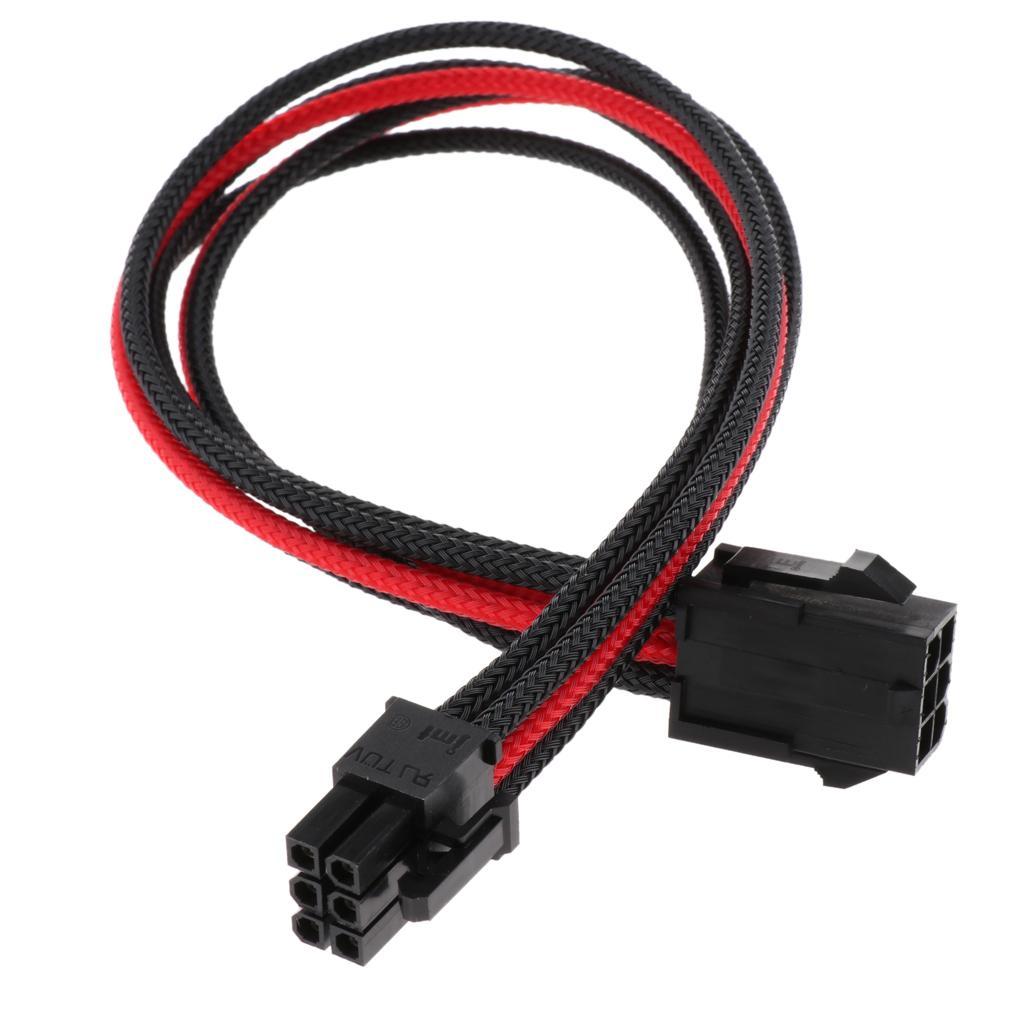 6 Pin Male to Female PCI-E Graphics Card GPU Extension Cable -30cm Black+Red