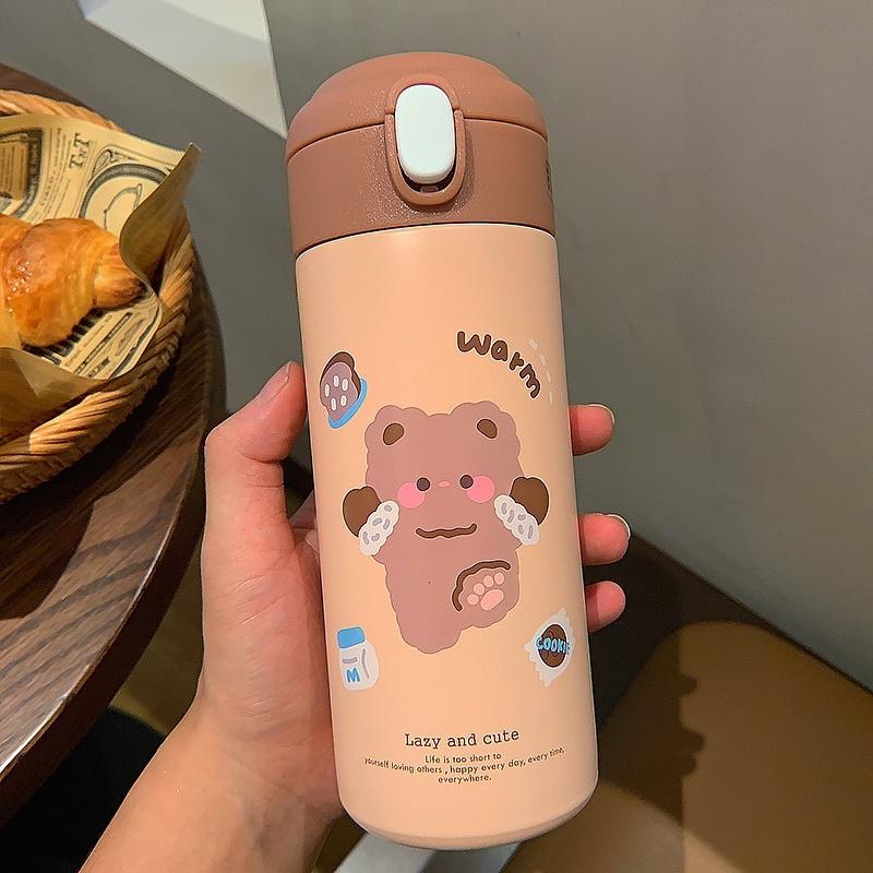 Bình giữ nhiệt hoạt hình 380ml dễ thương có ống hút