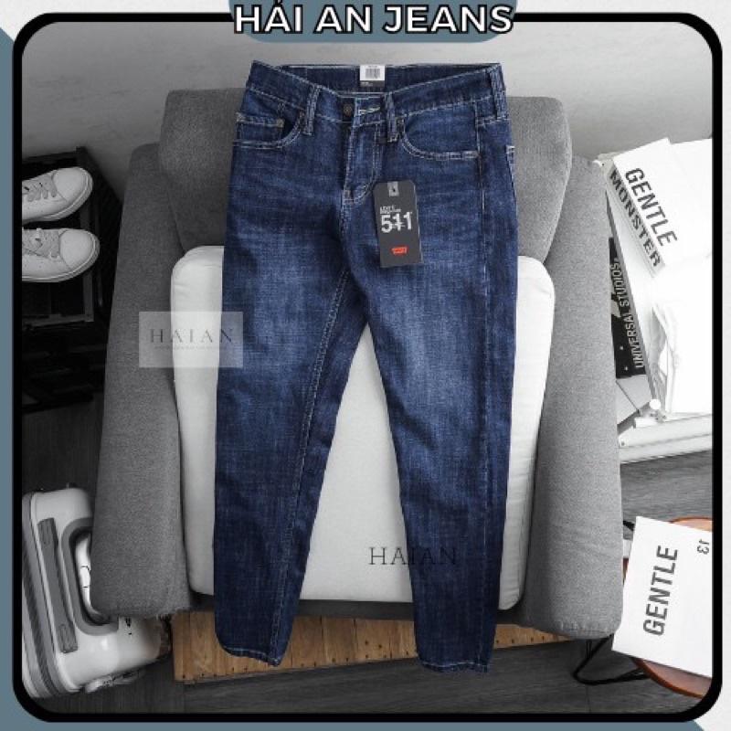 Quần jean Nam Vnxk XANH ĐẬM chất bò hàng VNXK cao cấp sành điệu ống đứng- jean co giãn xuất dư xịn