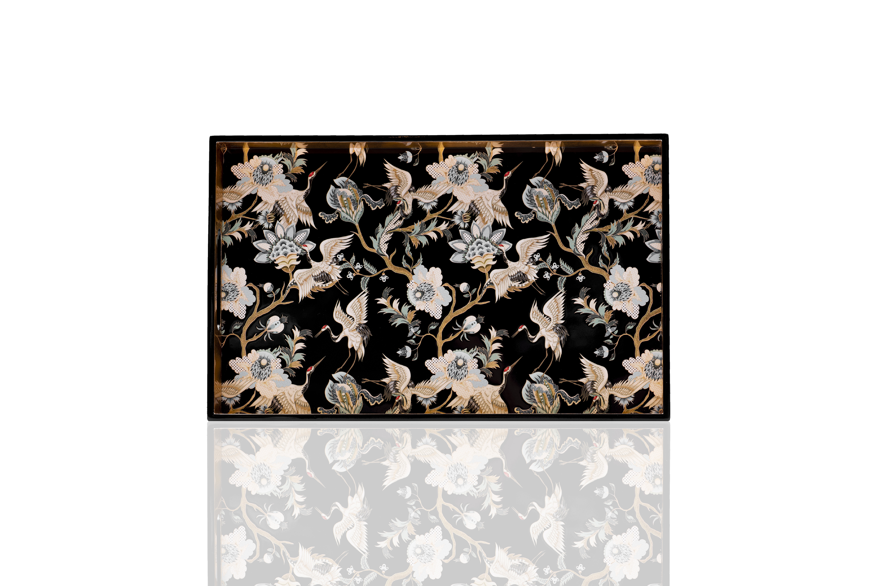 KHAY SƠN MÀI - Họa tiết chim hạc 25x40cm