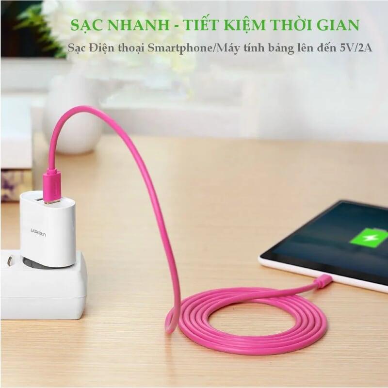 Ugreen UG10659US141TK 25CM Màu xanh lá Cáp Usb 2.0 Sang Type C mạ vàng - HÀNG CHÍNH HÃNG