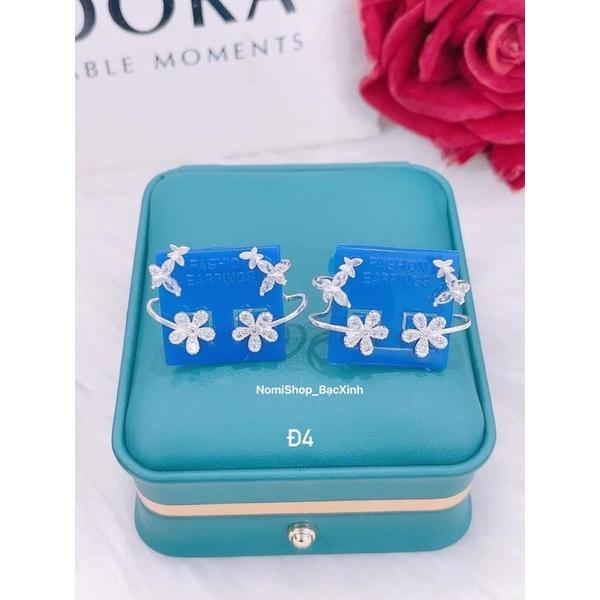 Bông tai nữ bạc ta dáng kẹp vành siêu xinh, đính đá hài hoà tinh tế - Nomi Shop Bạc Xinh