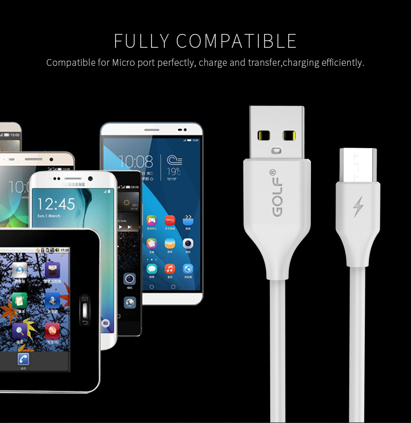 Cáp sạc nhanh Golf GC-59m 2.1A Micro USB dài 1m cho Oppo/Samsung/Vivo/Xiaomi,...- Hàng chính hãng