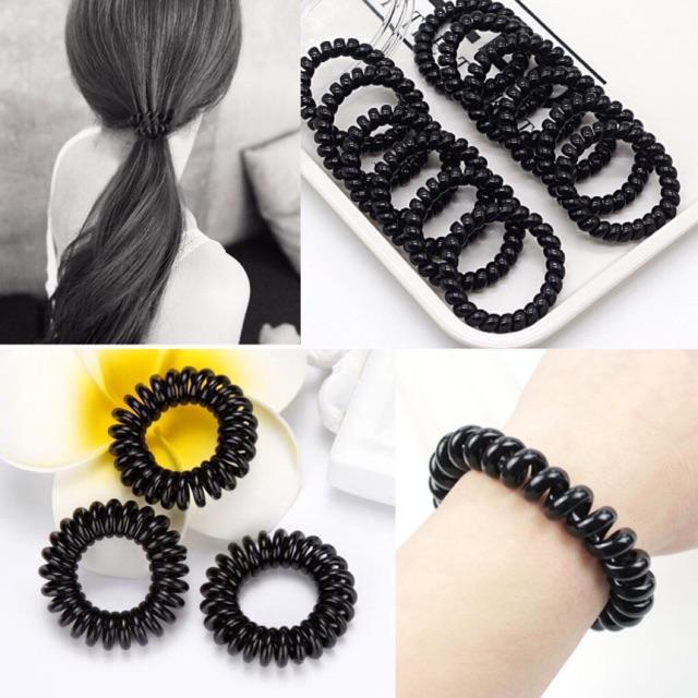 Chun buộc tóc lò xo:1c,màu đen,size to