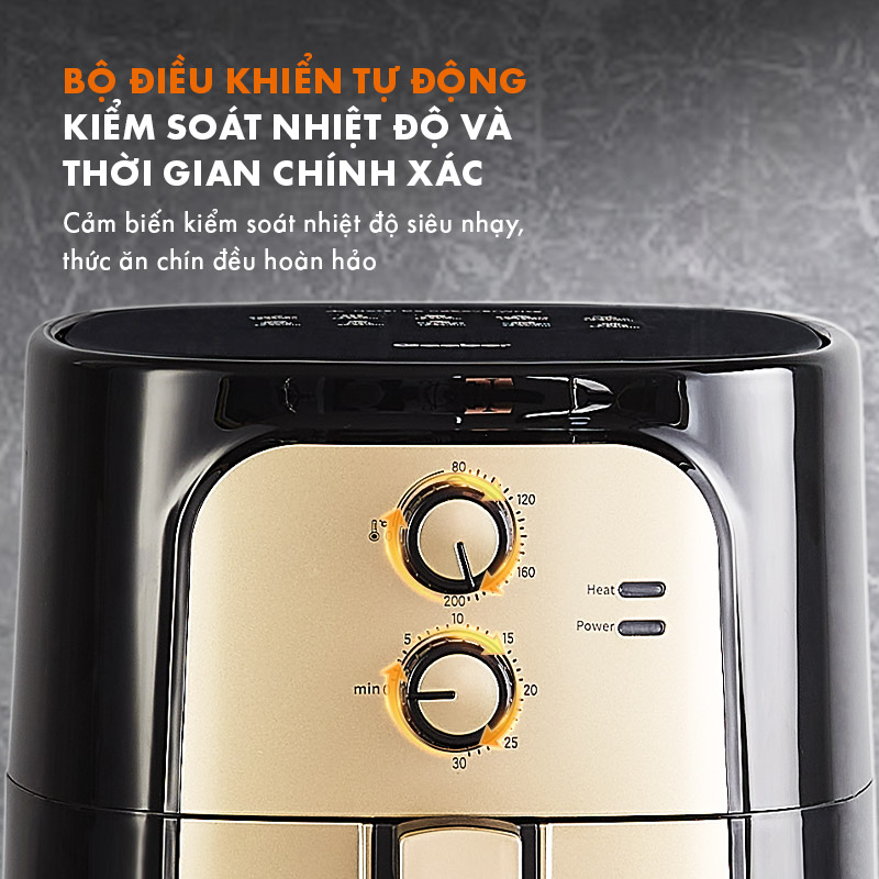 Nồi chiên không dầu AF65M-BK01A dung tích 6.5L công suất 1400W lòng nồi chống dính, điều khiển cơ học - Hàng chính hãng