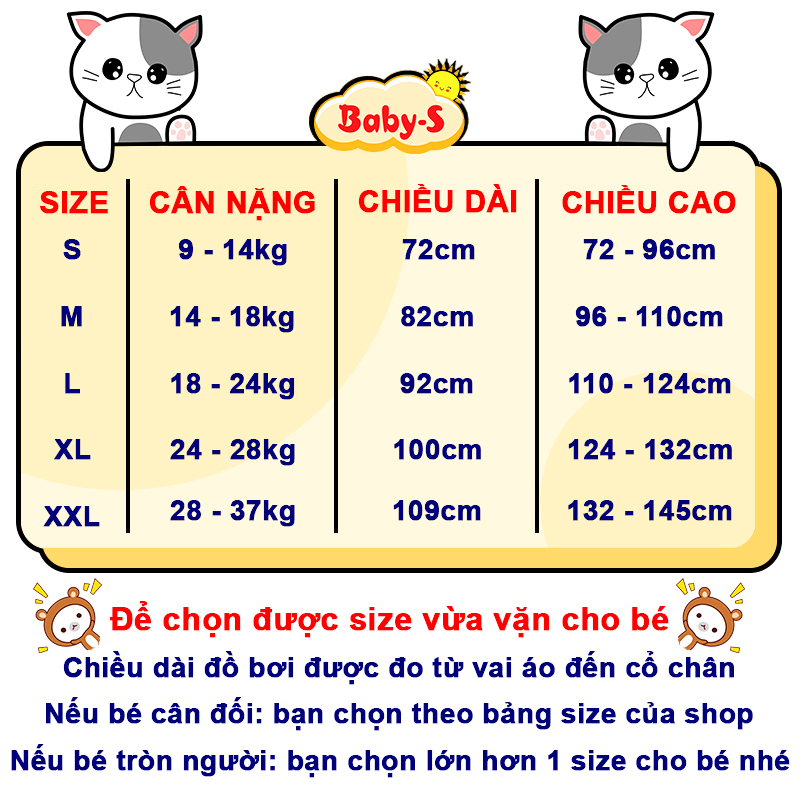Đồ bơi cho bé dài tay cao cấp chống nắng và tia UV toàn thân cho bé trai bé gái từ 3 đến 11 tuổi – DB014