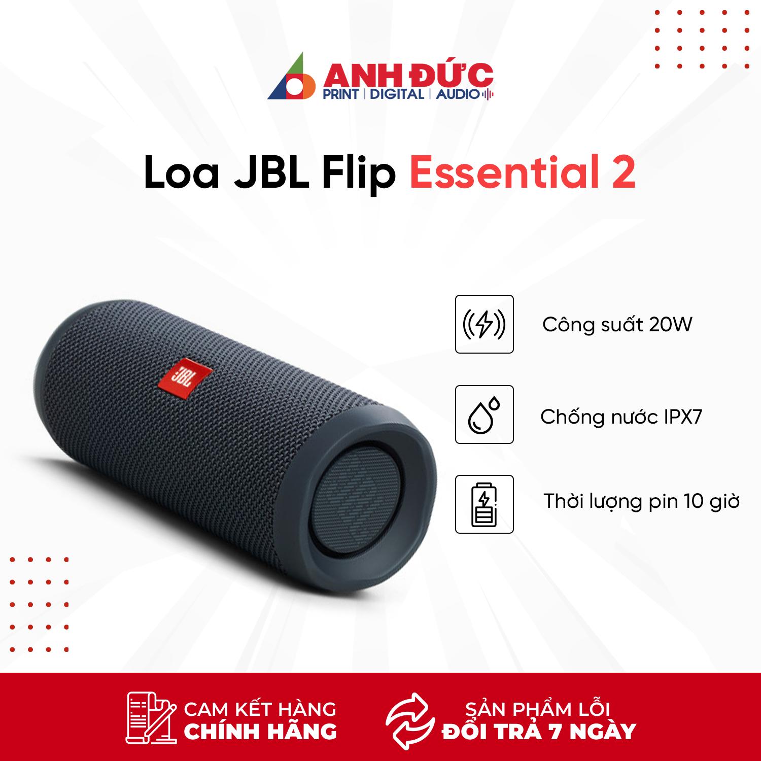 Loa Bluetooth JBL Flip Essential 2 - Hàng Chính Hãng