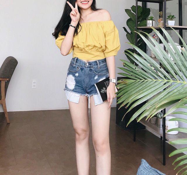 Áo trễ vai cột nơ