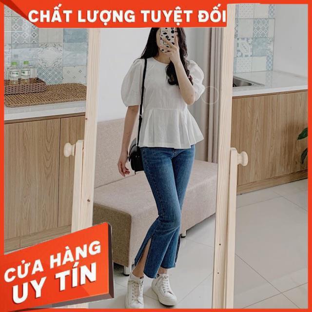 QUẦN JEANS ỐNG LOE ỐNG XẺ 1 bên- chất jeans đẹp xuất sắc